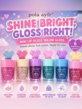 Lip Gloss with Mouse Ear Themed Applicator Cap - choose 1